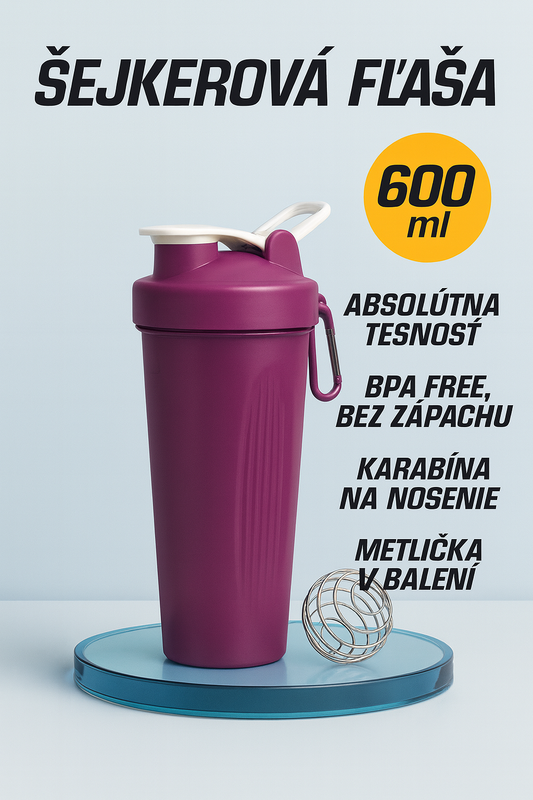 Šejkerová fľaša 600 ml Fialová